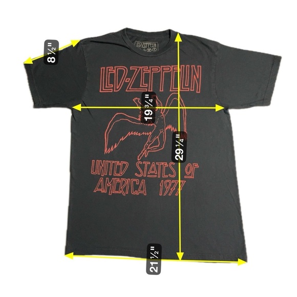 Led Zeppelin 1977 Tour T-Shirt Black Red Graphic Band Tee Size Large Rock USA - Picture 2 of 4